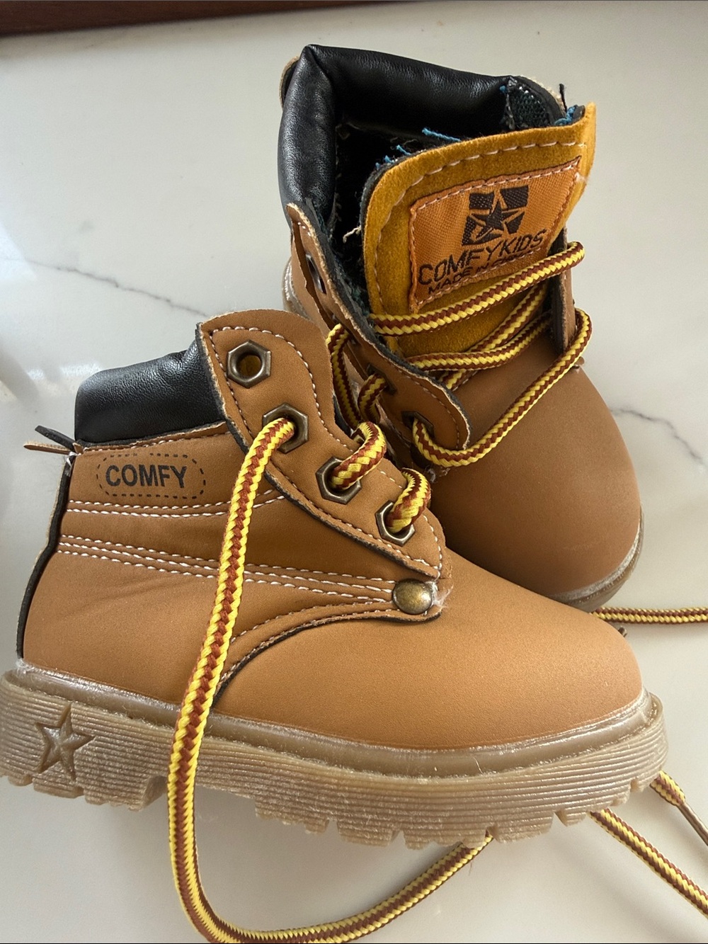 Tan Lace-Up Kids Boots